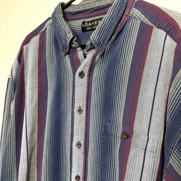 Vintage LOAFERS Stripe Button-Up Shirt – Men’s 2XL - Picture 2 of 11